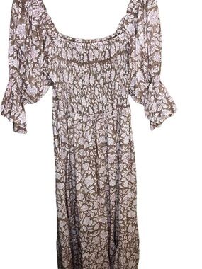 Beachwood Baby The Amara Dress Guava Floral Smocked Maxi M/L